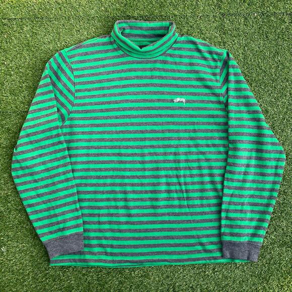 Stussy Men's Classic Logo Striped Turtleneck - Picture 1 of 5